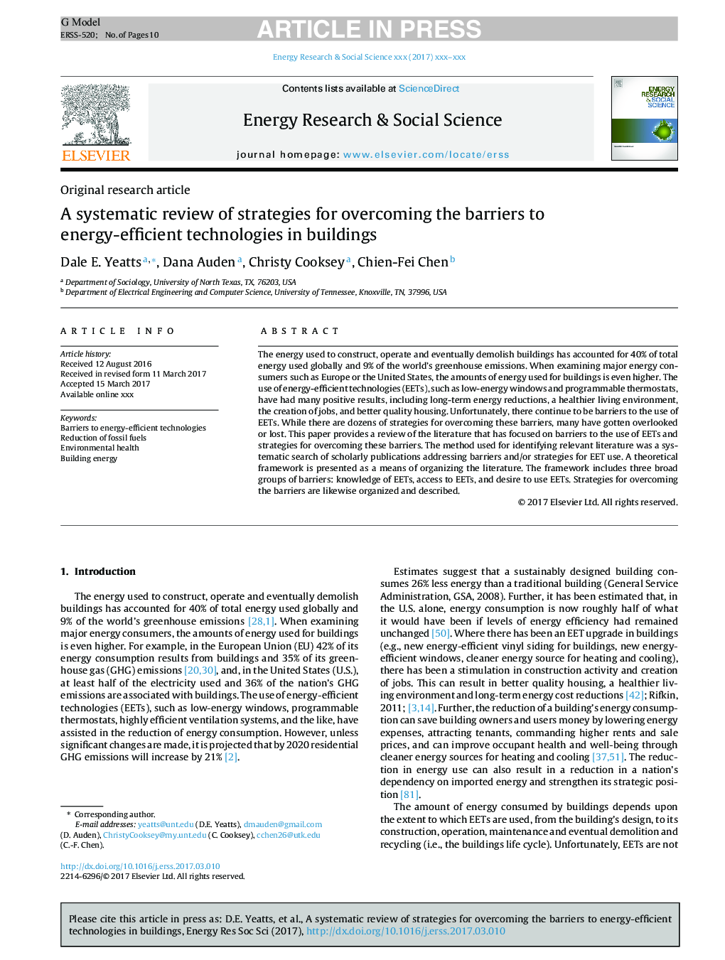 A systematic review of strategies for overcoming the barriers to energy-efficient technologies in buildings