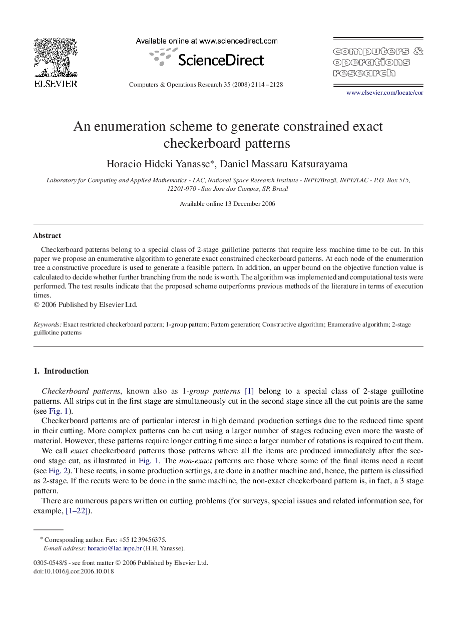 An enumeration scheme to generate constrained exact checkerboard patterns