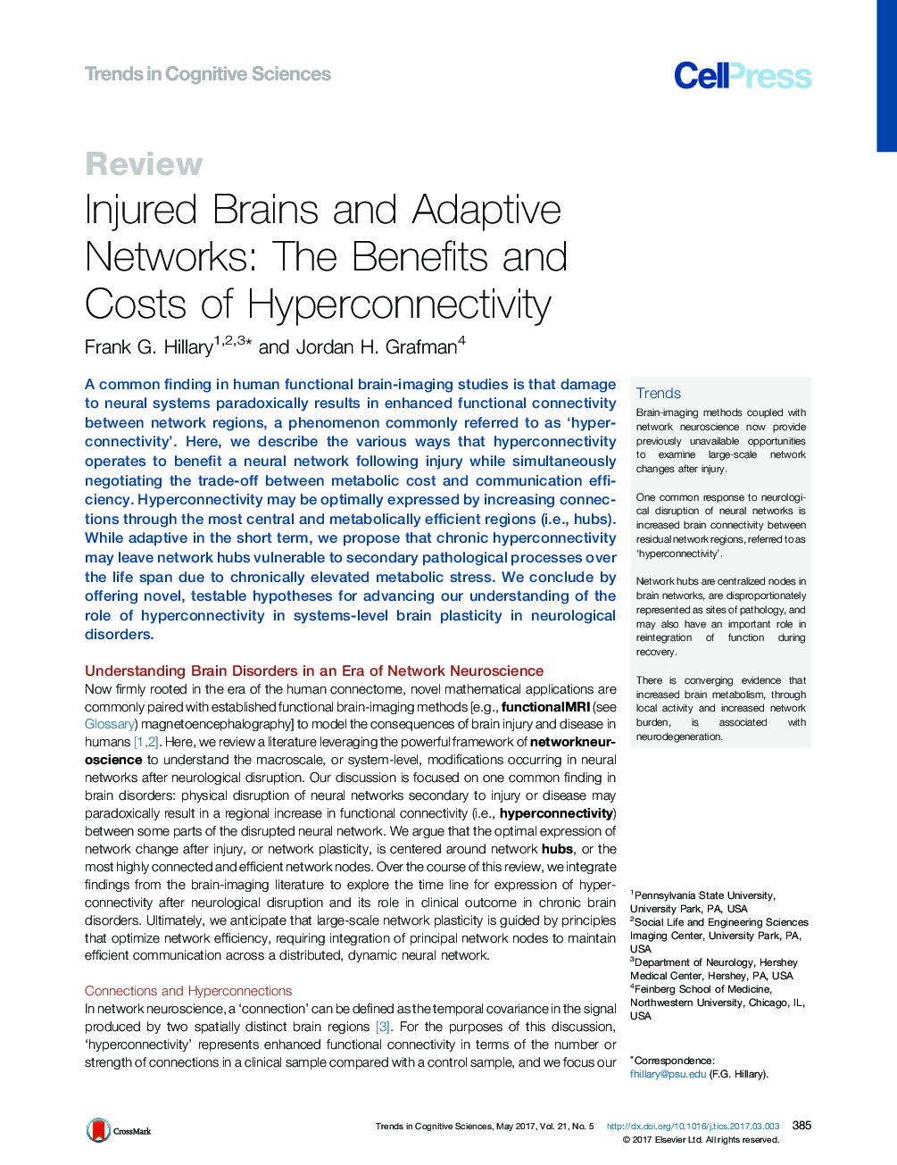 Injured Brains and Adaptive Networks: The Benefits and Costs of Hyperconnectivity