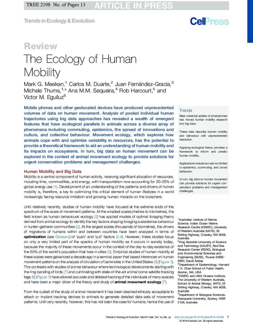 The Ecology of Human Mobility