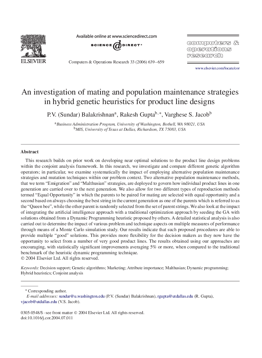 An investigation of mating and population maintenance strategies in hybrid genetic heuristics for product line designs