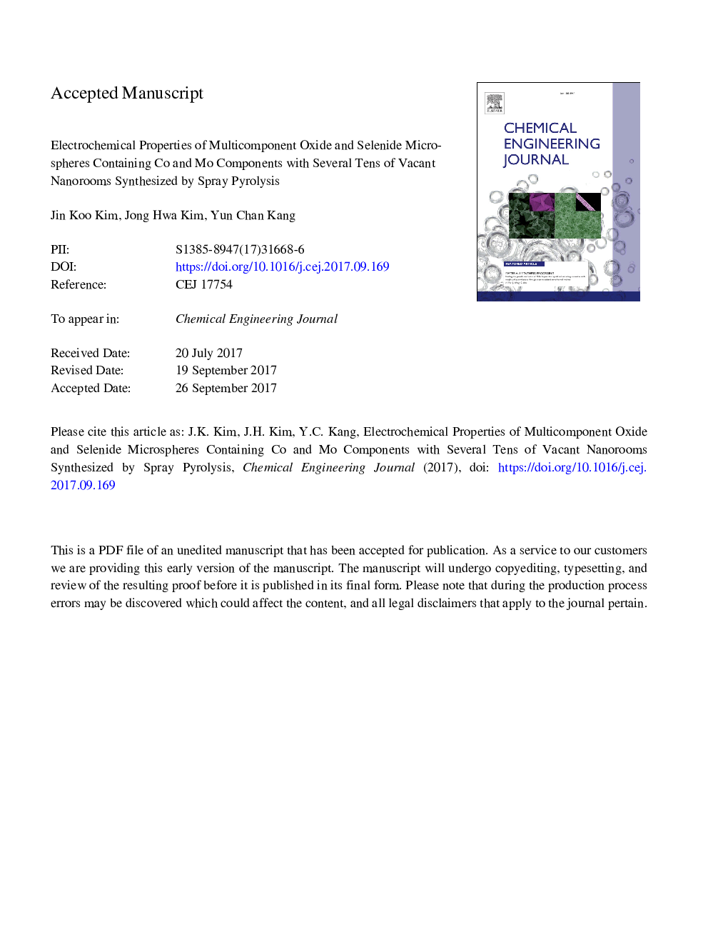 Electrochemical properties of multicomponent oxide and selenide microspheres containing Co and Mo components with several tens of vacant nanorooms synthesized by spray pyrolysis