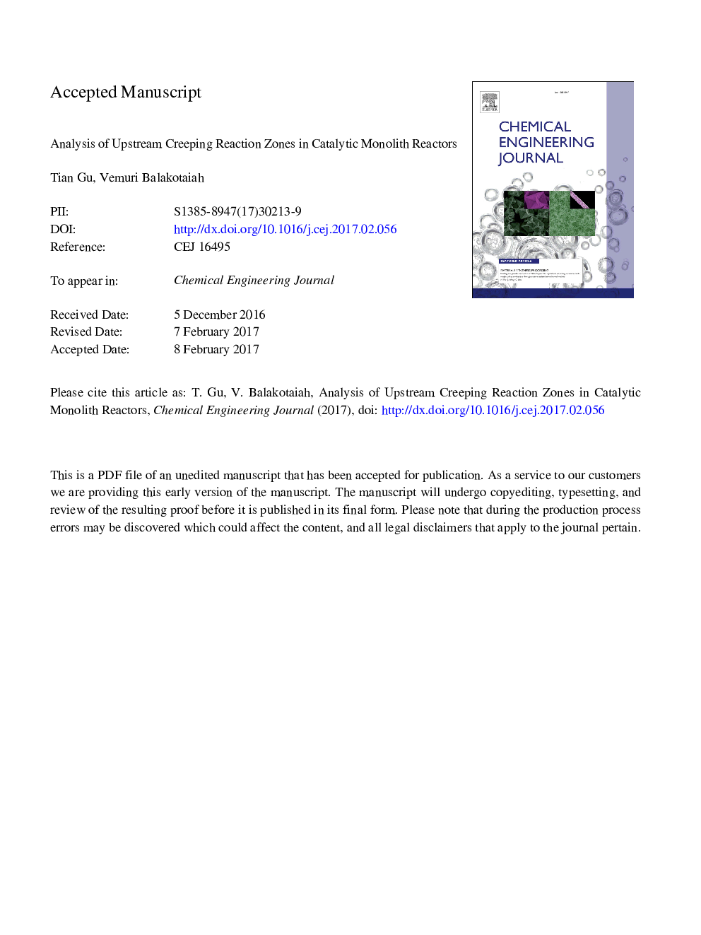 Analysis of upstream creeping reaction zones in catalytic monolith reactors