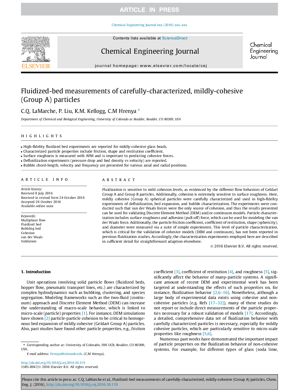 Fluidized-bed measurements of carefully-characterized, mildly-cohesive (Group A) particles