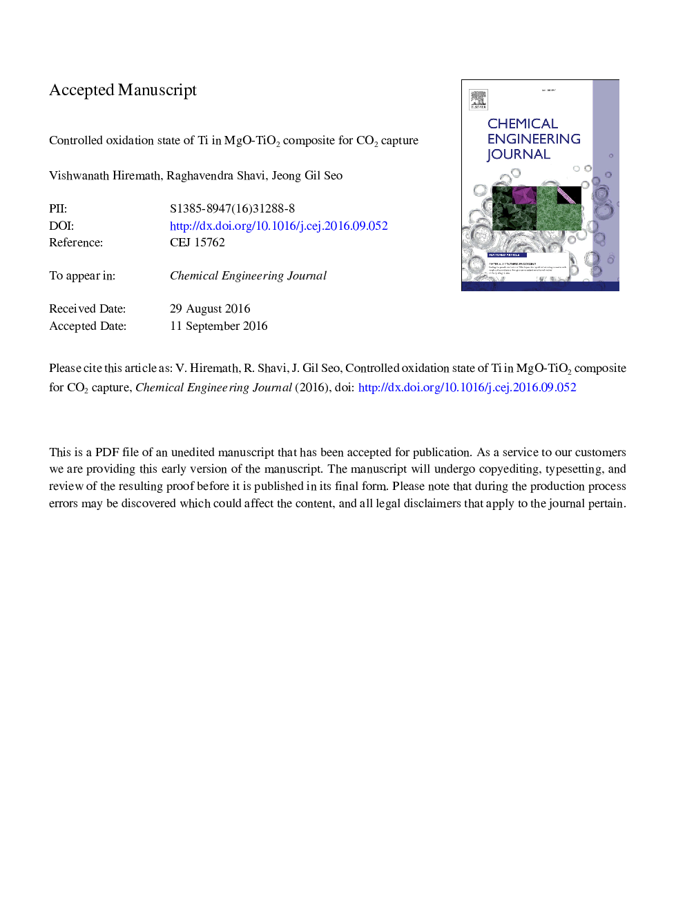 Controlled oxidation state of Ti in MgO-TiO2 composite for CO2 capture