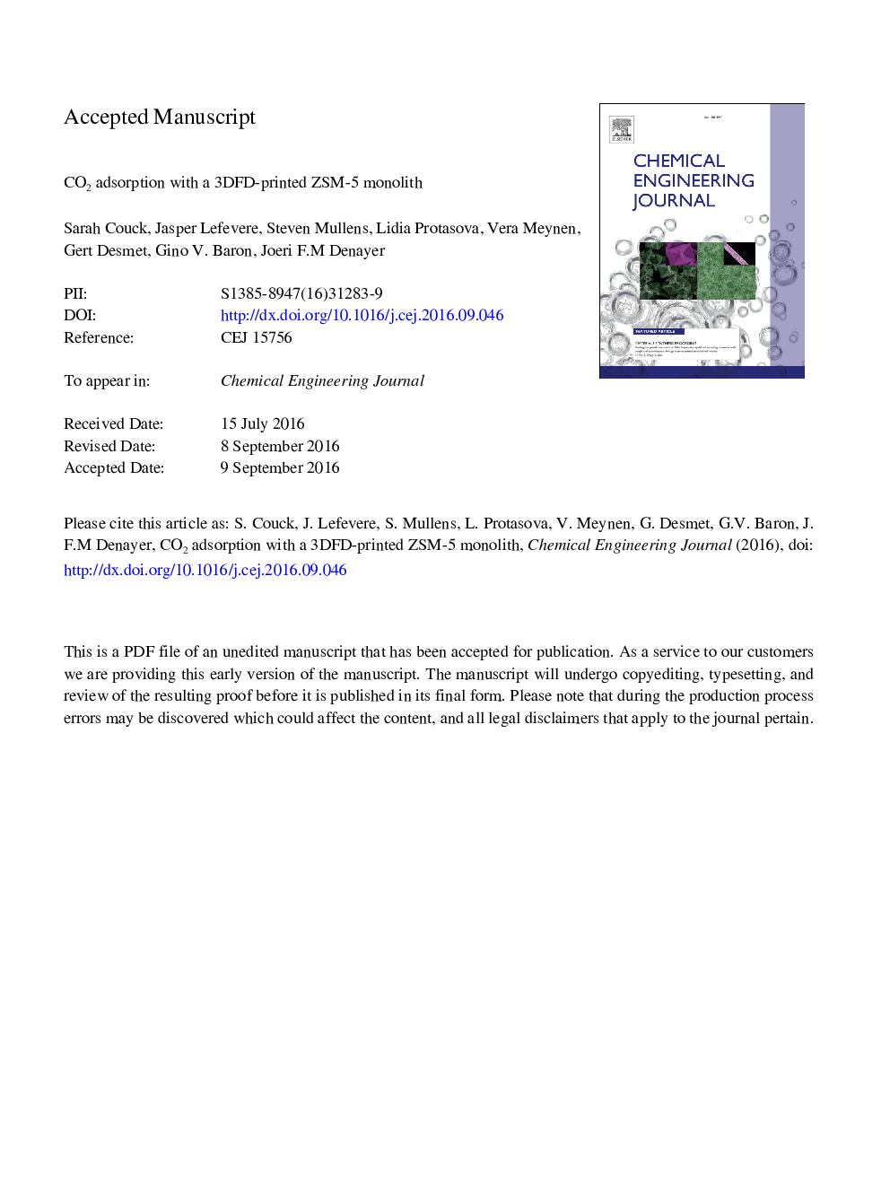 CO2, CH4 and N2 separation with a 3DFD-printed ZSM-5 monolith