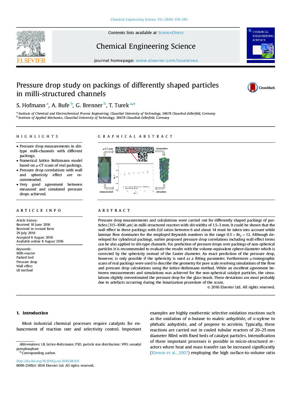 Pressure drop study on packings of differently shaped particles in milli-structured channels