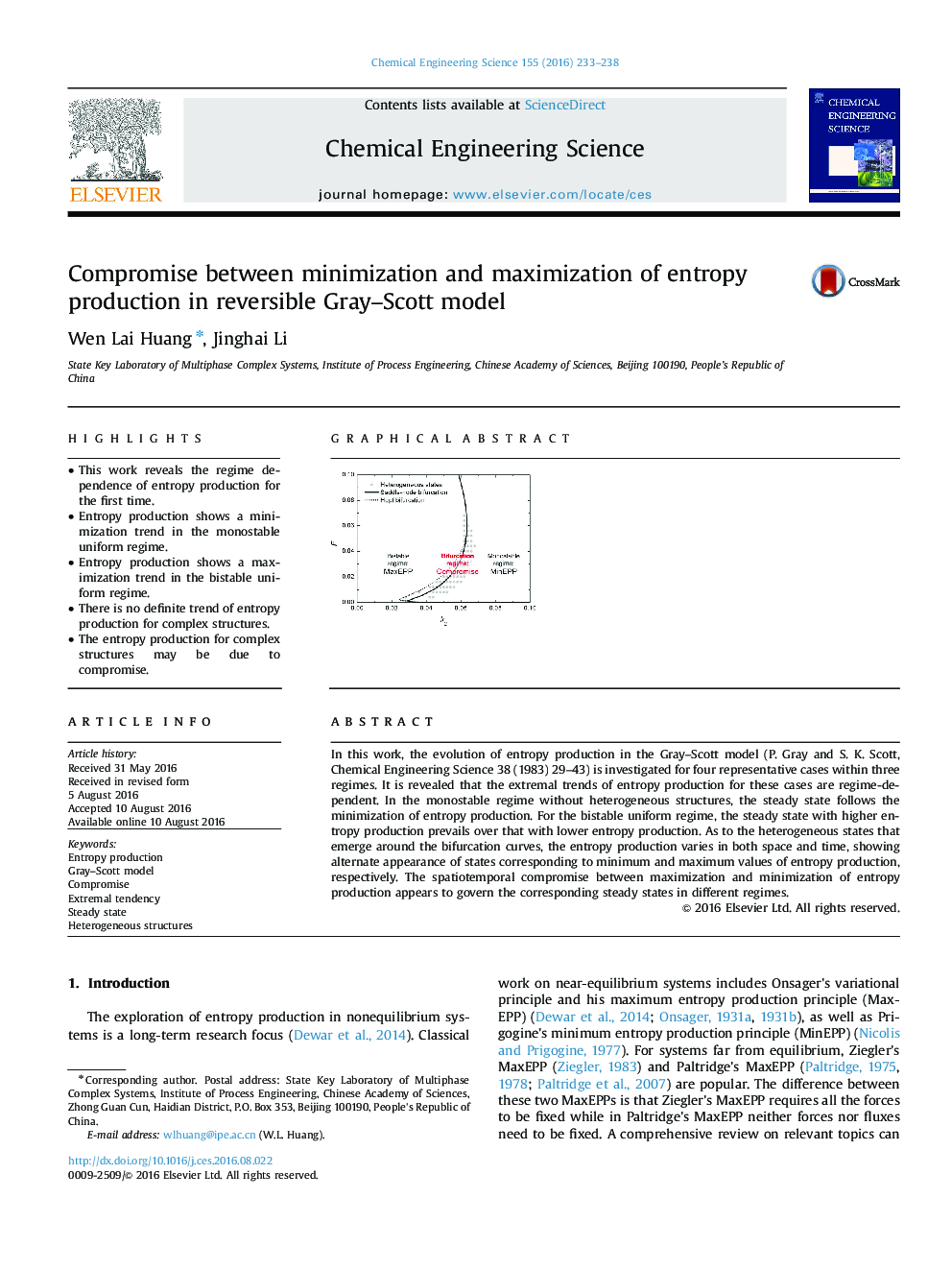 Compromise between minimization and maximization of entropy production in reversible Gray-Scott model