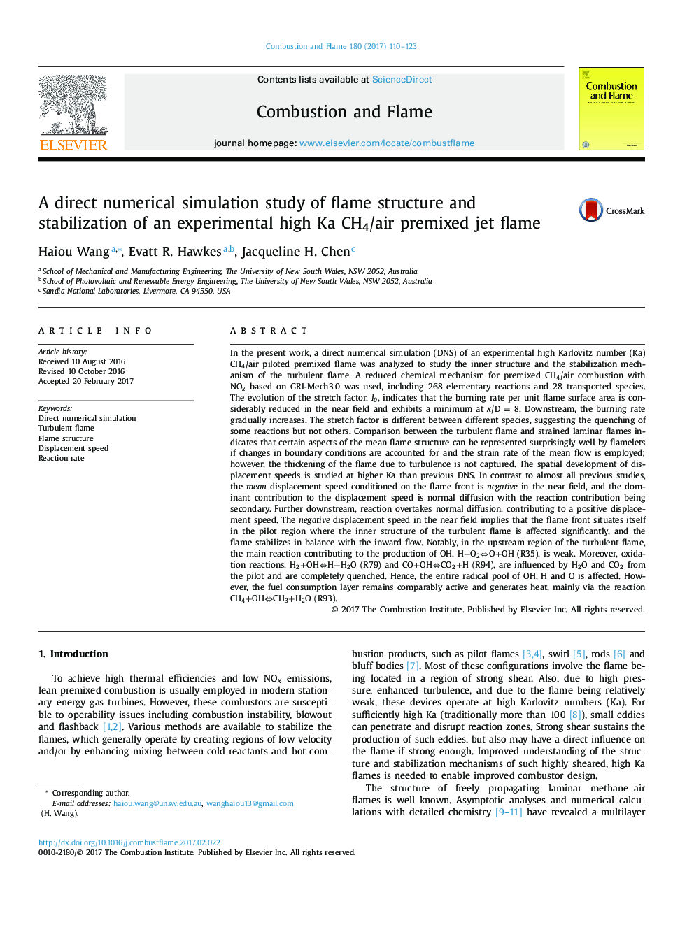 A direct numerical simulation study of flame structure and stabilization of an experimental high Ka CH4/air premixed jet flame