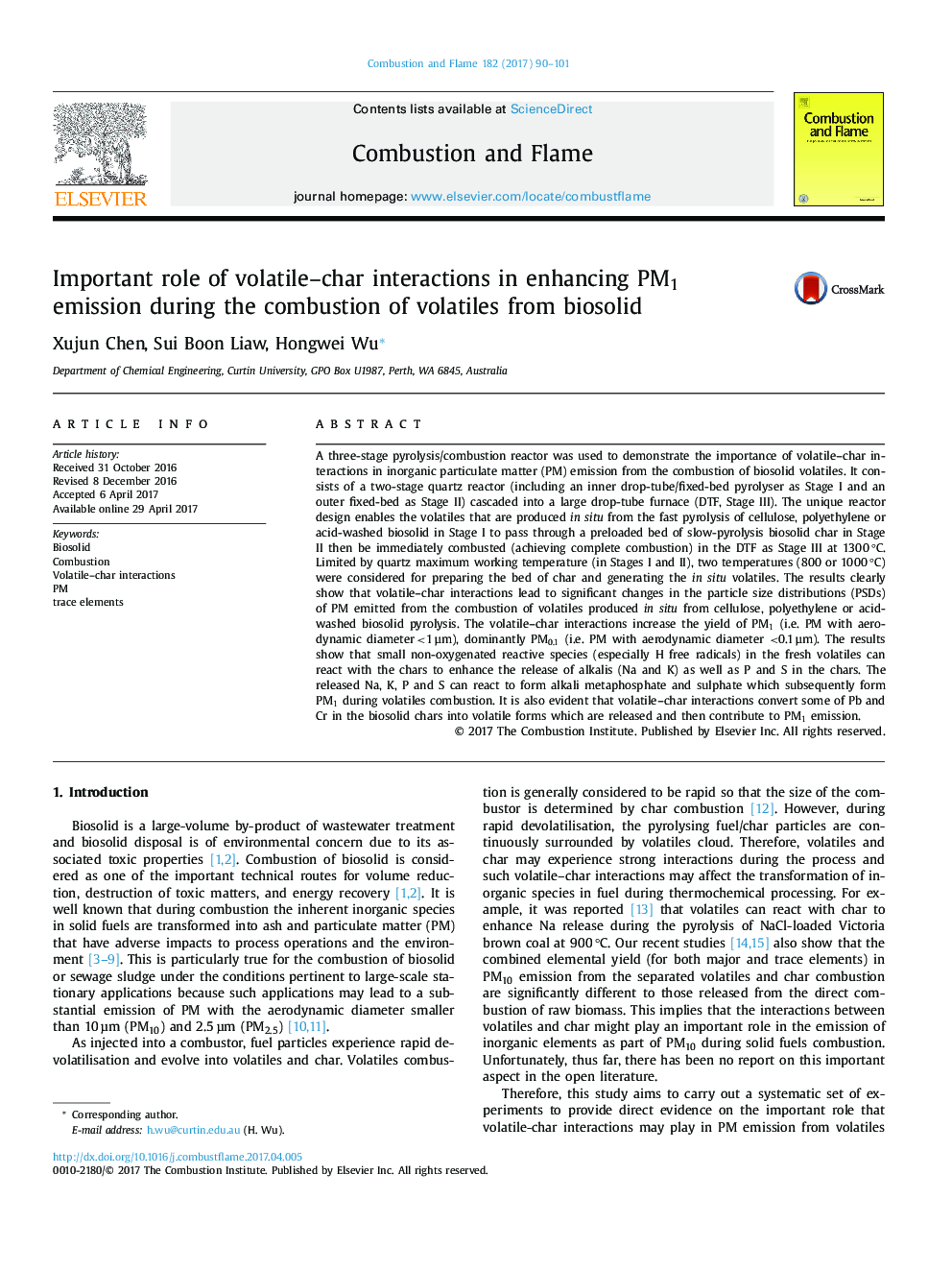 Important role of volatile-char interactions in enhancing PM1 emission during the combustion of volatiles from biosolid