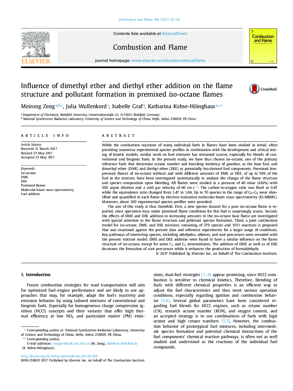 Influence of dimethyl ether and diethyl ether addition on the flame structure and pollutant formation in premixed iso-octane flames