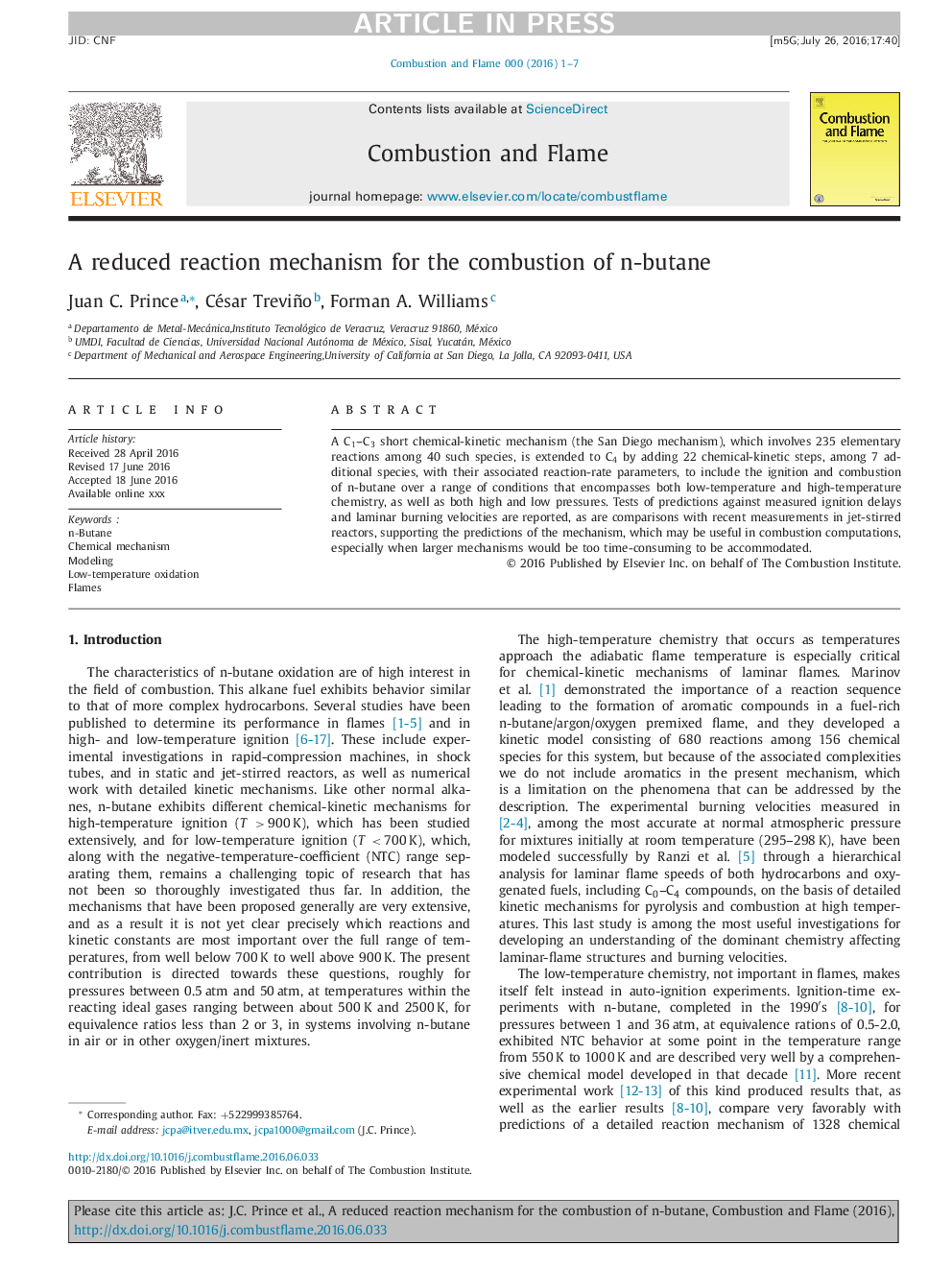 A reduced reaction mechanism for the combustion of n-butane