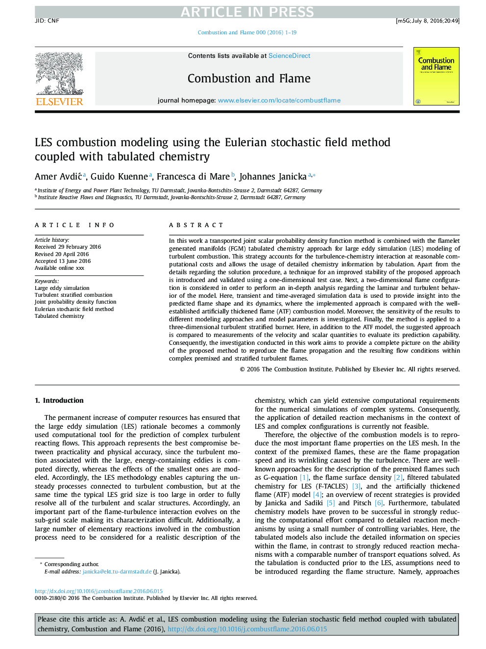 LES combustion modeling using the Eulerian stochastic field method coupled with tabulated chemistry