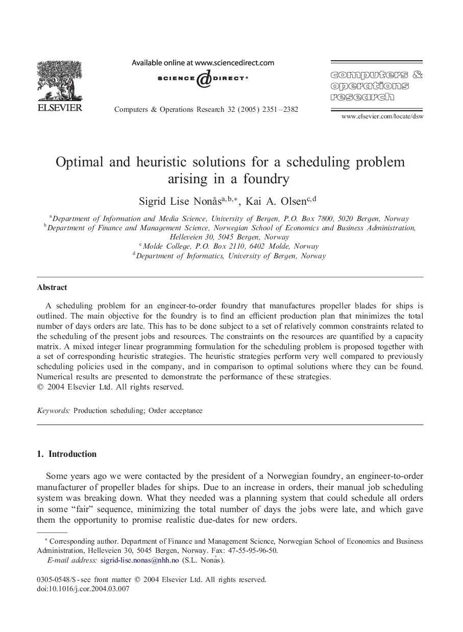 Optimal and heuristic solutions for a scheduling problem arising in a foundry