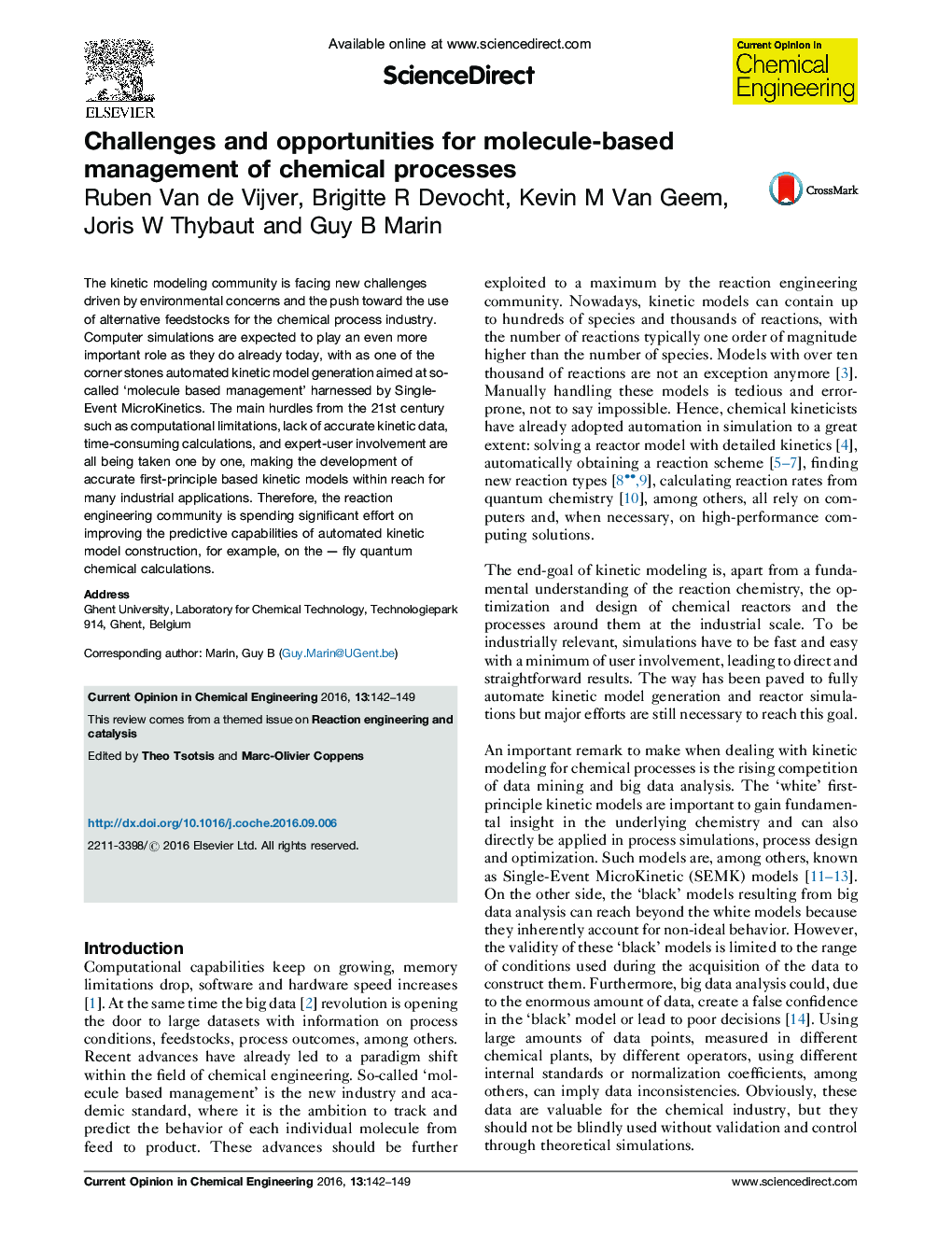 Challenges and opportunities for molecule-based management of chemical processes