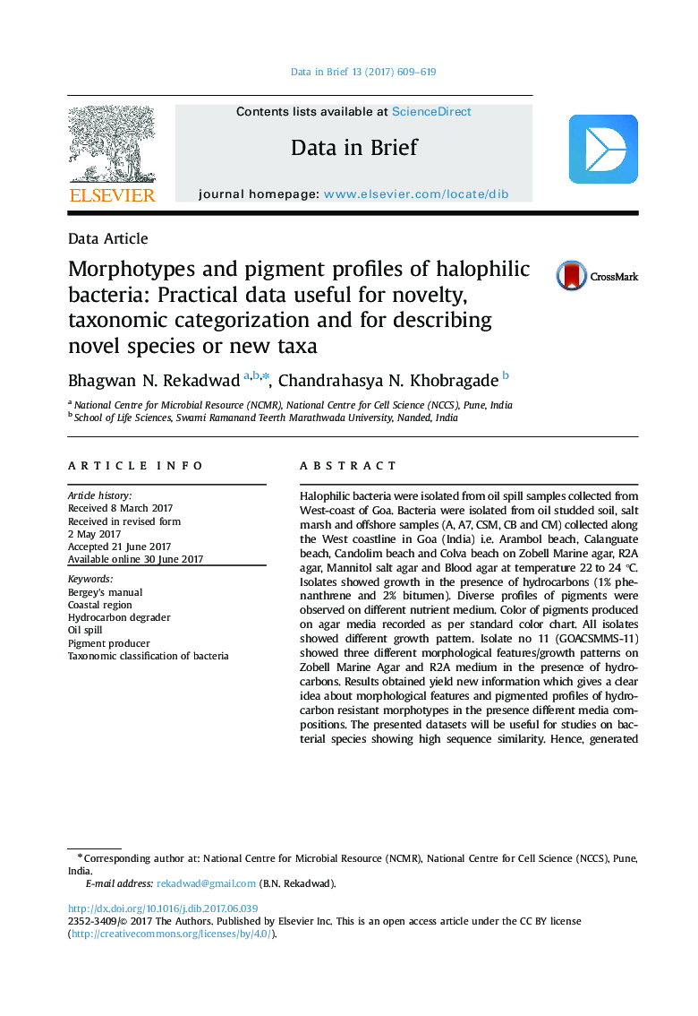 Morphotypes and pigment profiles of halophilic bacteria: Practical data useful for novelty, taxonomic categorization and for describing novel species or new taxa