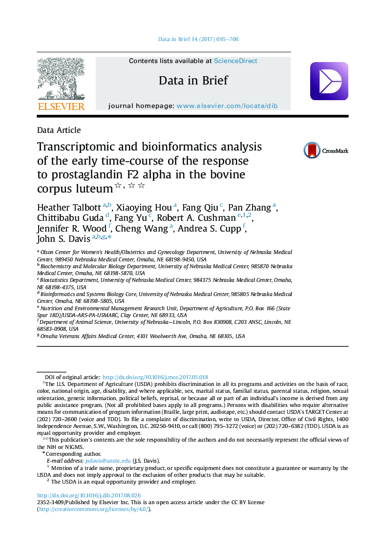 Transcriptomic and bioinformatics analysis of the early time-course of the response to prostaglandin F2 alpha in the bovine corpus luteum