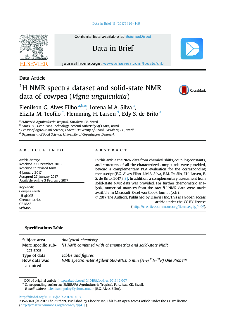 1H NMR spectra dataset and solid-state NMR data of cowpea (Vigna unguiculata)