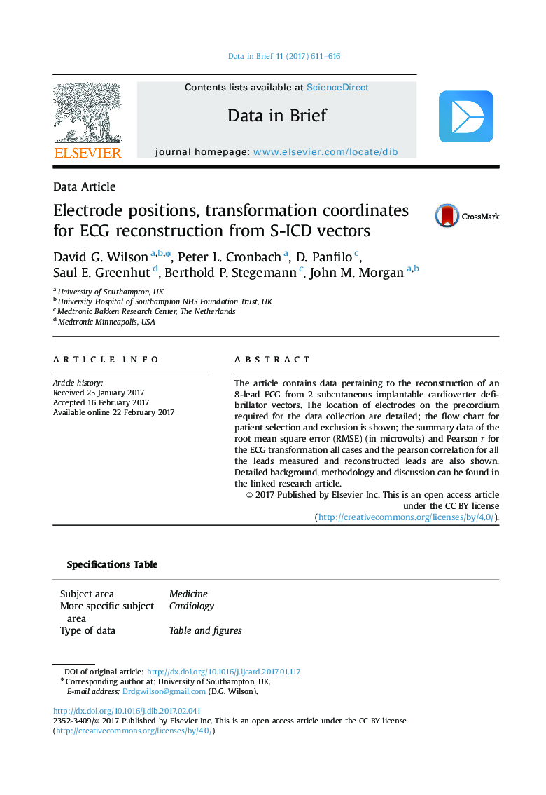 Electrode positions, transformation coordinates for ECG reconstruction from S-ICD vectors