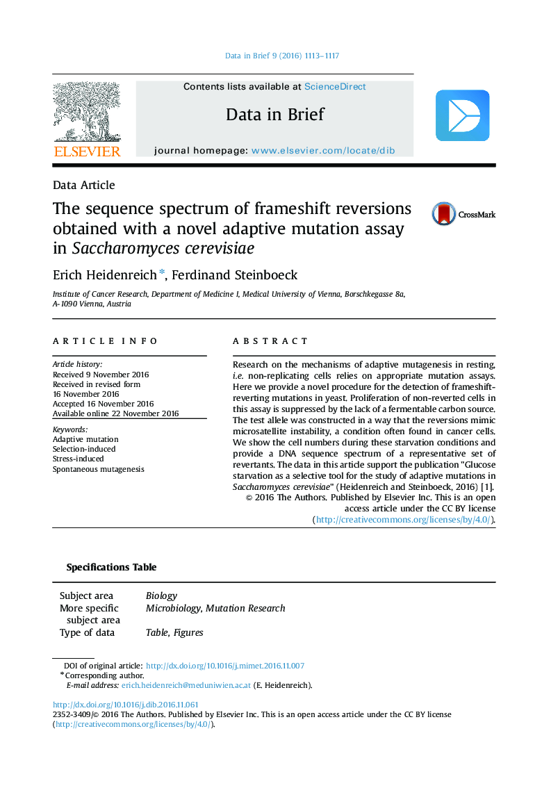 The sequence spectrum of frameshift reversions obtained with a novel adaptive mutation assay in Saccharomyces cerevisiae