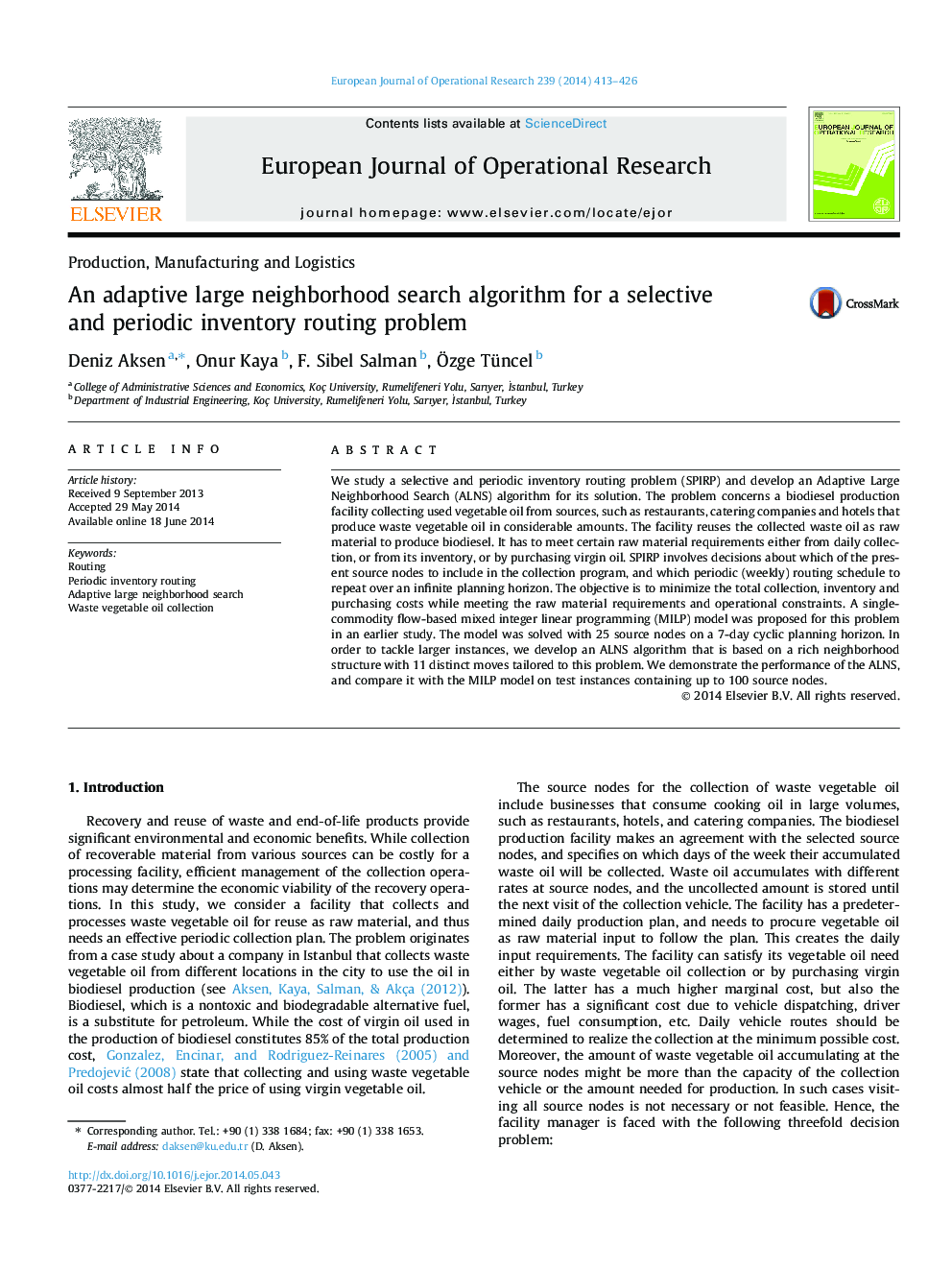 An adaptive large neighborhood search algorithm for a selective and periodic inventory routing problem