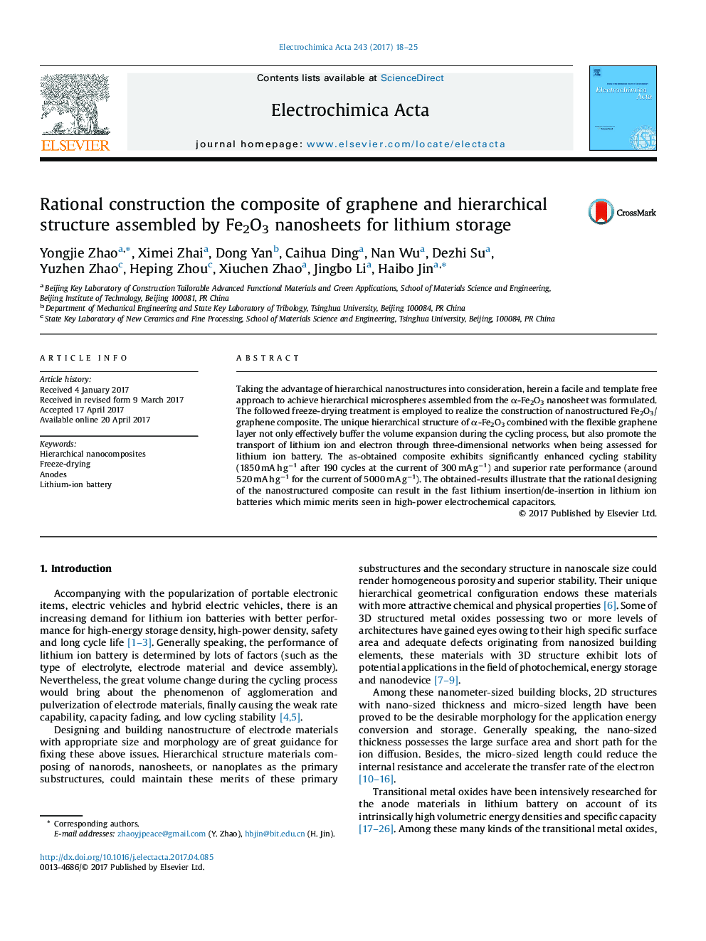 Rational construction the composite of graphene and hierarchical structure assembled by Fe2O3 nanosheets for lithium storage