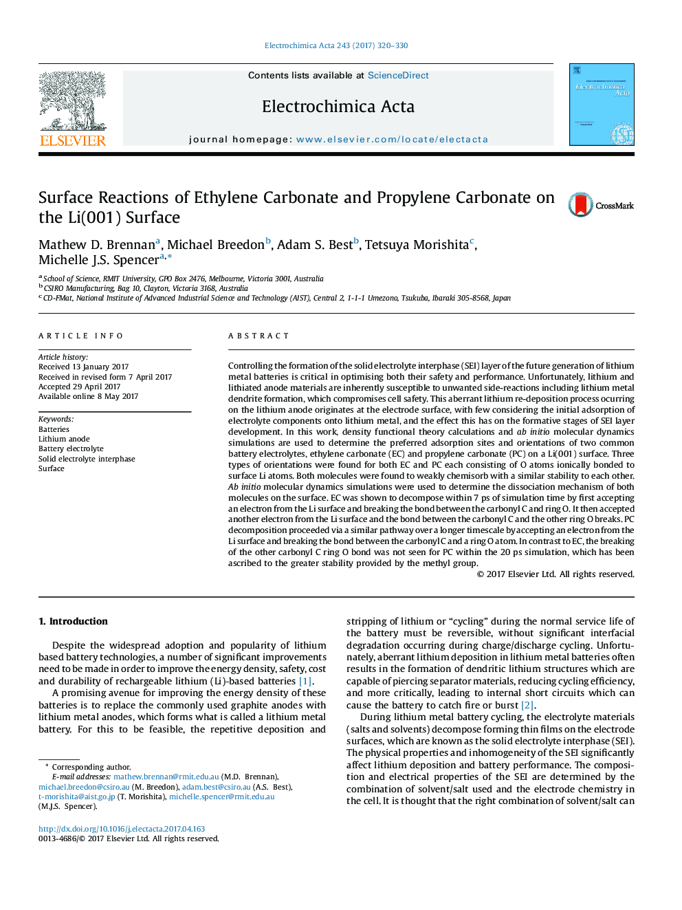 Surface Reactions of Ethylene Carbonate and Propylene Carbonate on the Li(001) Surface