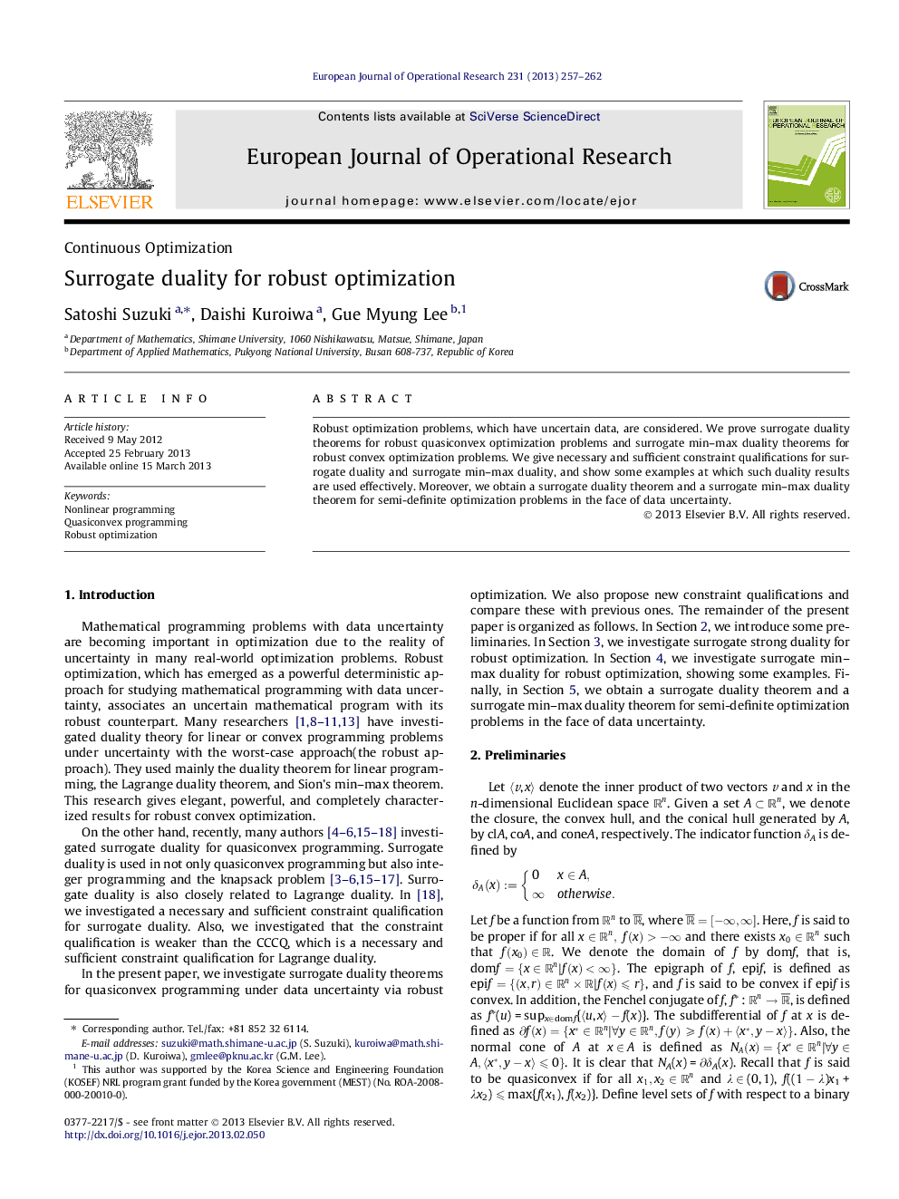 Surrogate duality for robust optimization