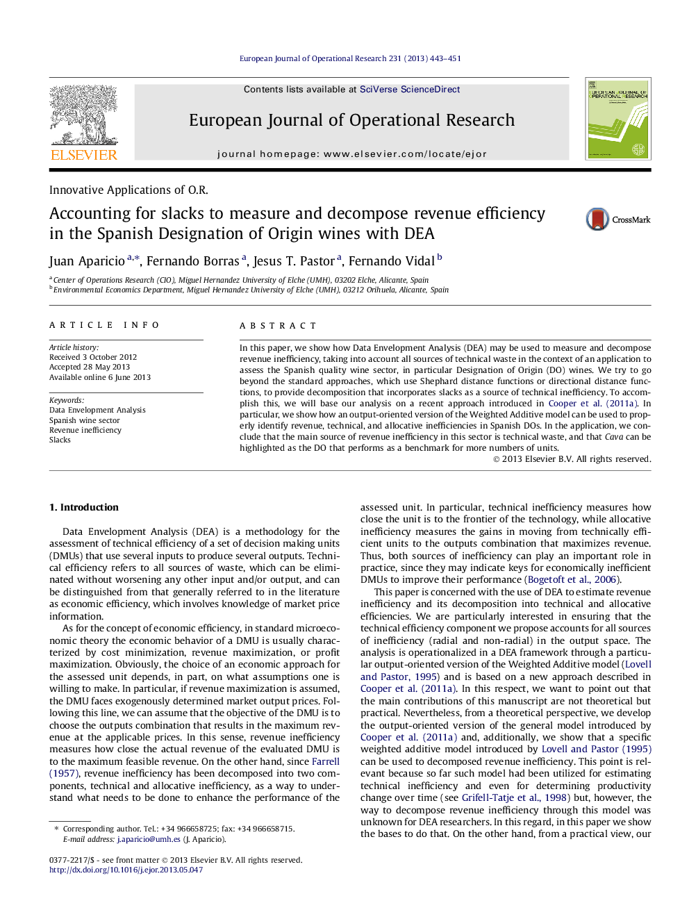 Accounting for slacks to measure and decompose revenue efficiency in the Spanish Designation of Origin wines with DEA