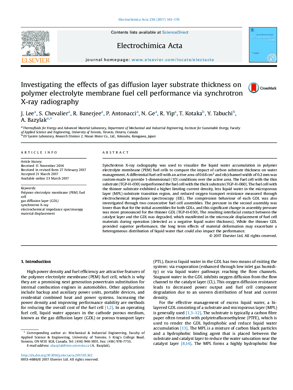 Investigating the effects of gas diffusion layer substrate thickness on polymer electrolyte membrane fuel cell performance via synchrotron X-ray radiography