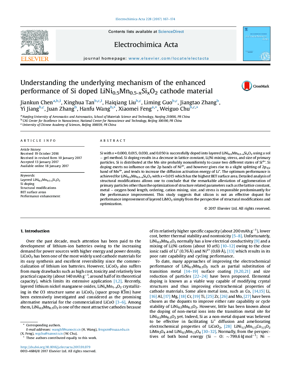 Understanding the underlying mechanism of the enhanced performance of Si doped LiNi0.5Mn0.5-xSixO2 cathode material