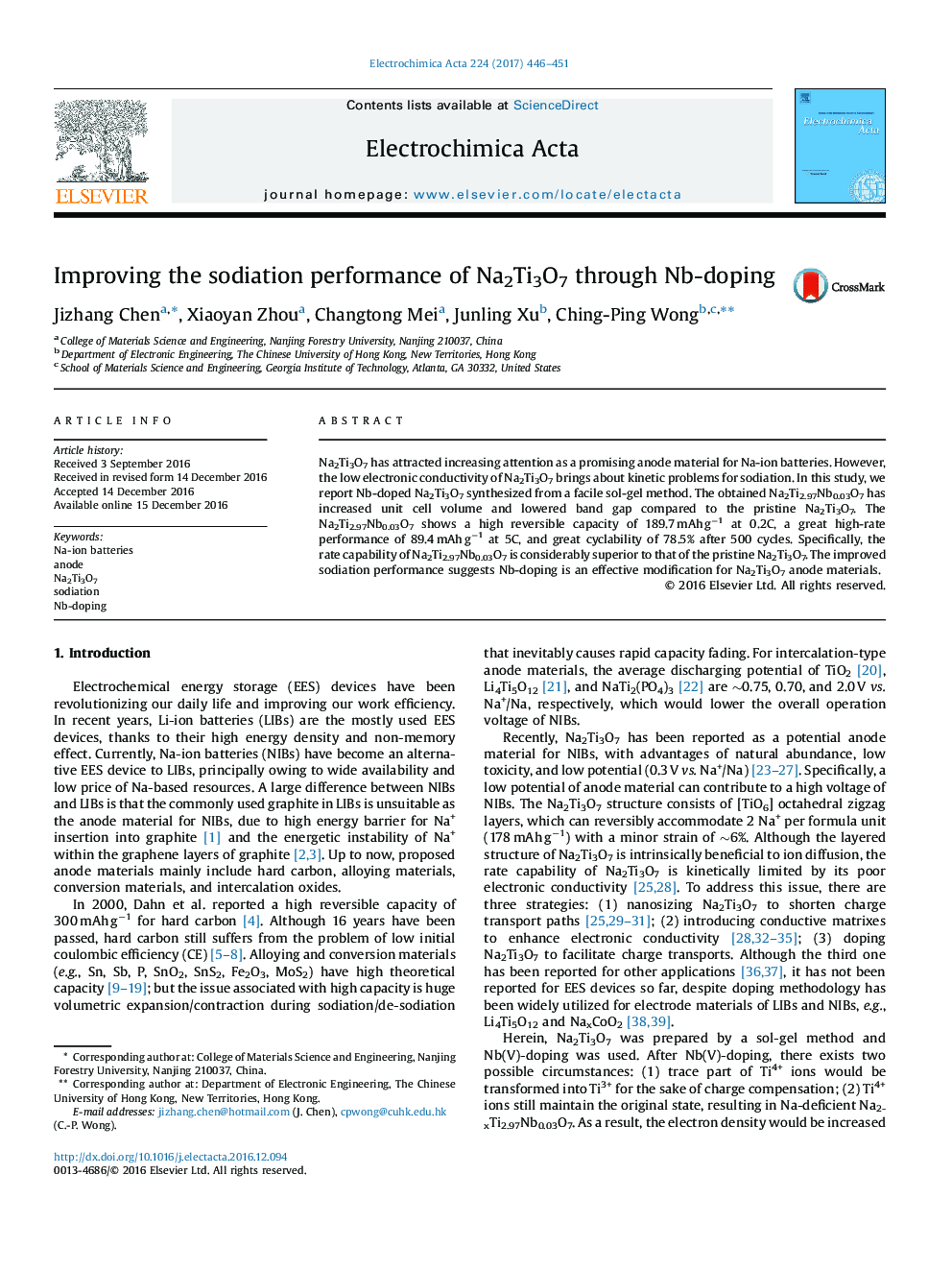 Improving the sodiation performance of Na2Ti3O7 through Nb-doping