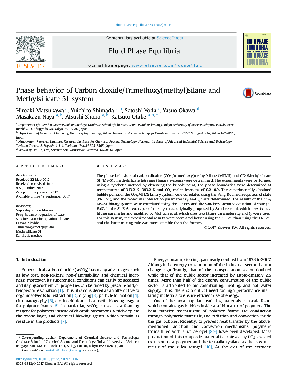 Phase behavior of Carbon dioxide/Trimethoxy(methyl)silane and Methylsilicate 51 system