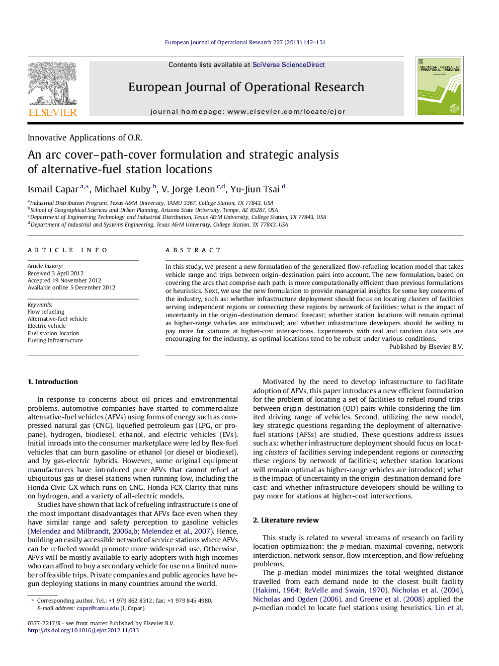 An arc cover–path-cover formulation and strategic analysis of alternative-fuel station locations