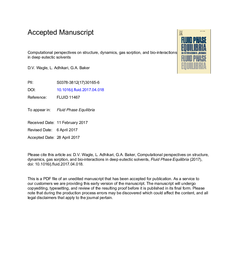 Computational perspectives on structure, dynamics, gas sorption, and bio-interactions in deep eutectic solvents