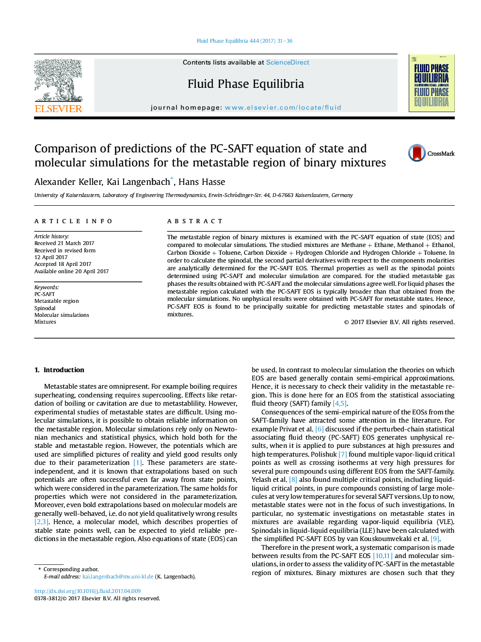 Comparison of predictions of the PC-SAFT equation of state and molecular simulations for the metastable region of binary mixtures