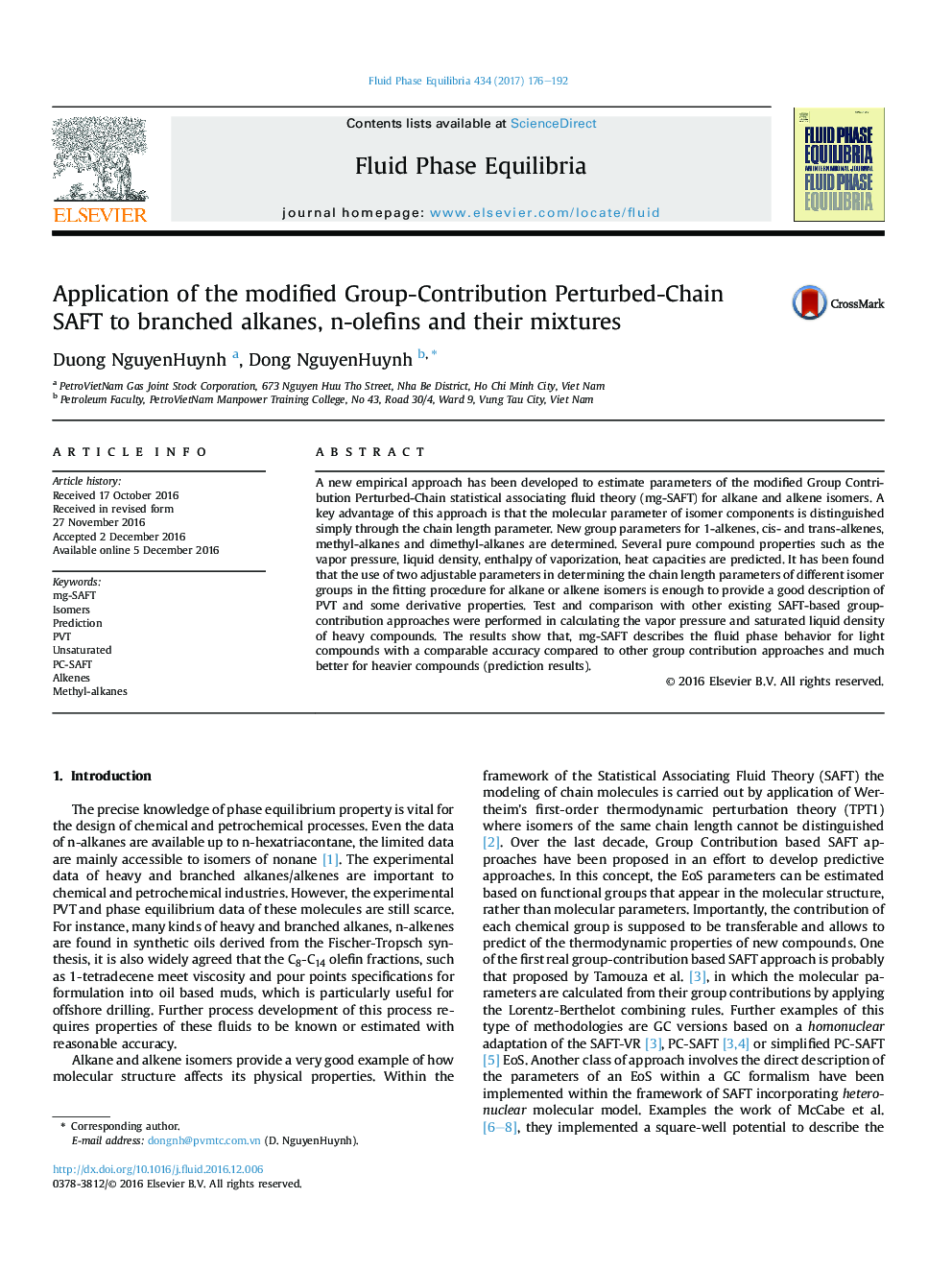 Application of the modified Group-Contribution Perturbed-Chain SAFT to branched alkanes, n-olefins and their mixtures