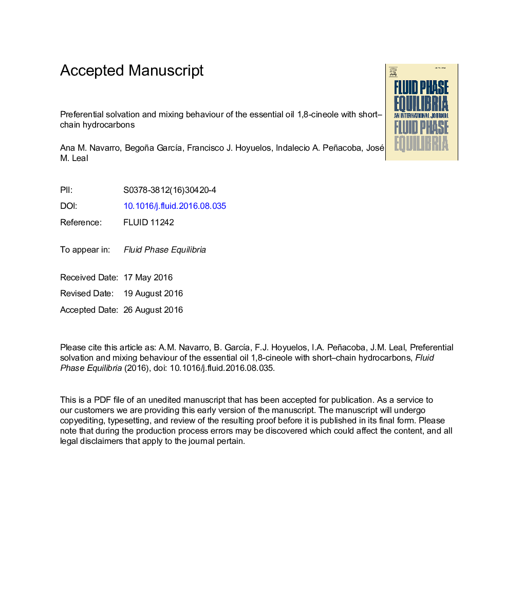 Preferential solvation and mixing behaviour of the essential oil 1,8-cineole with short-chain hydrocarbons