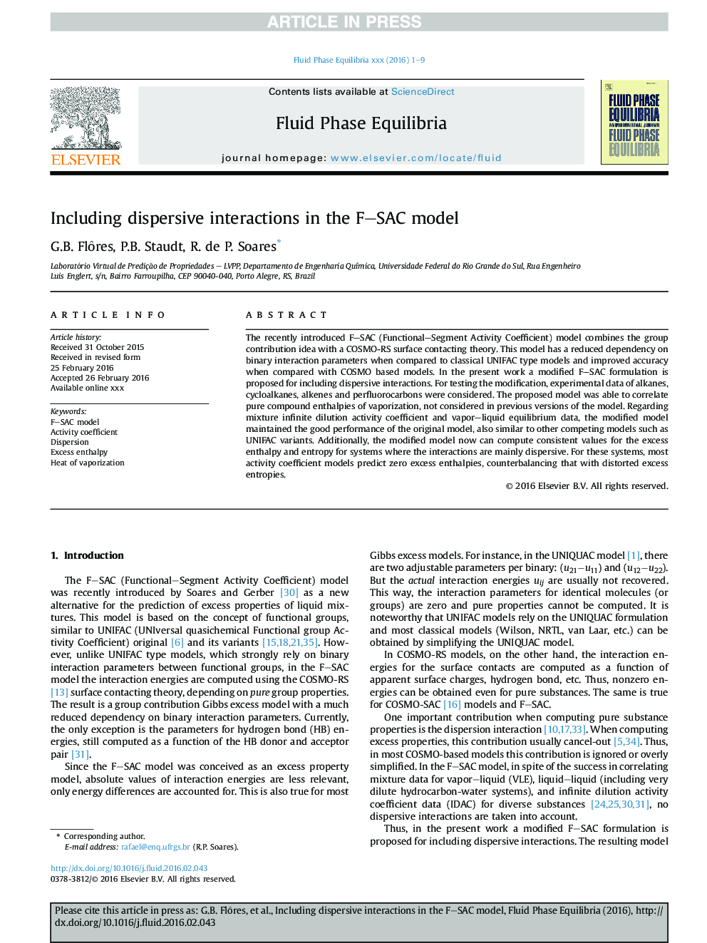 Including dispersive interactions in the F-SAC model