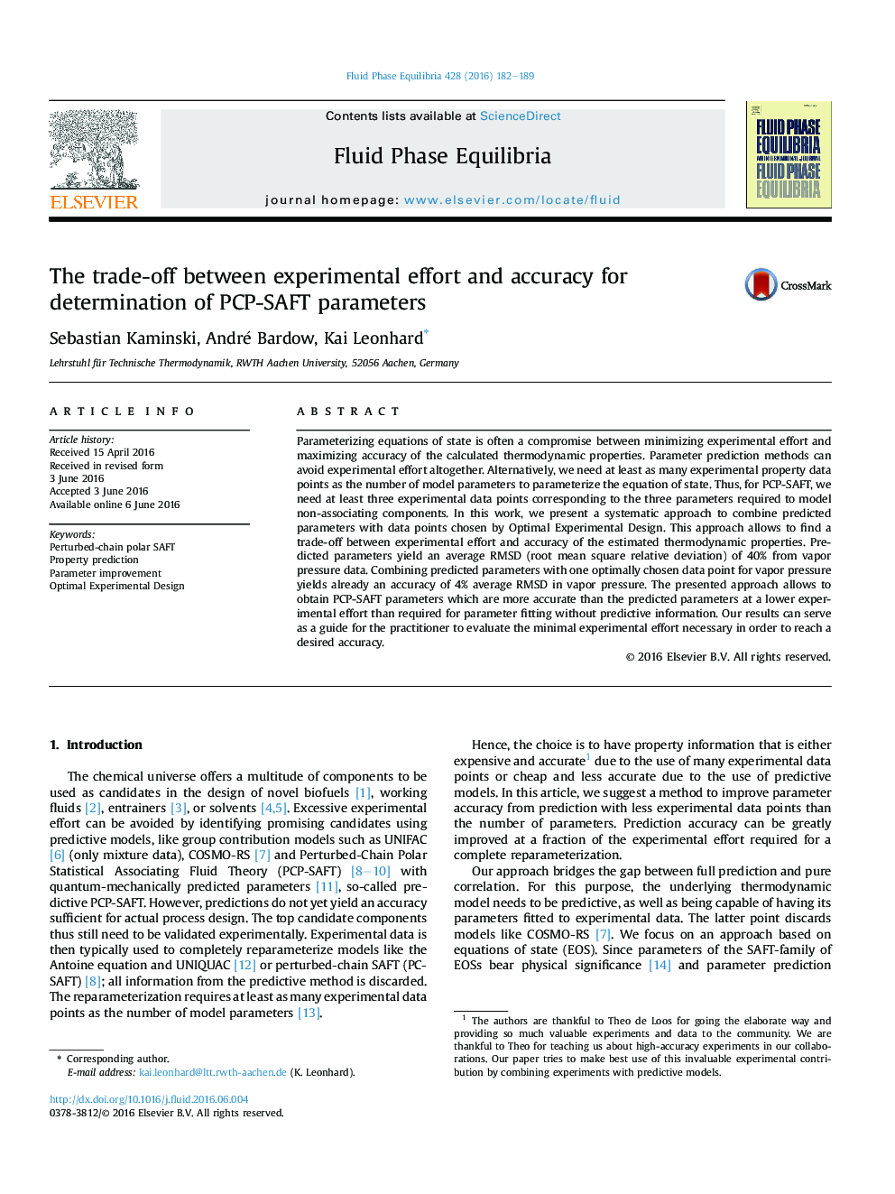 The trade-off between experimental effort and accuracy for determination of PCP-SAFT parameters