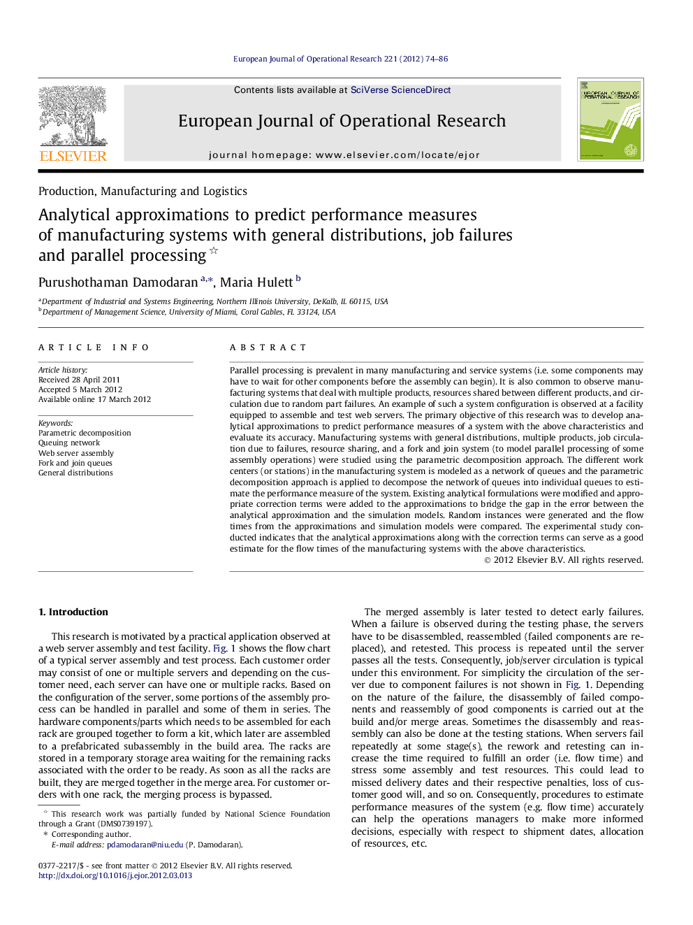 Analytical approximations to predict performance measures of manufacturing systems with general distributions, job failures and parallel processing 