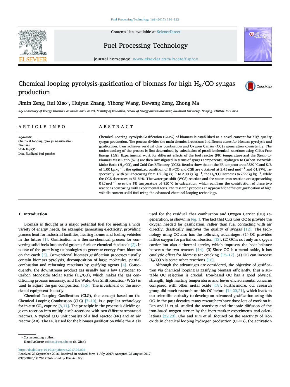 Chemical looping pyrolysis-gasification of biomass for high H2/CO syngas production