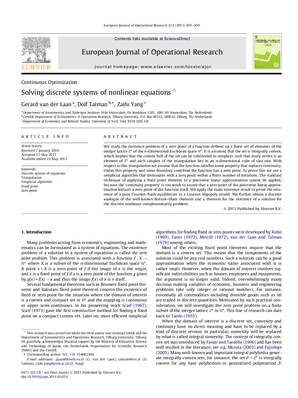 Solving discrete systems of nonlinear equations 