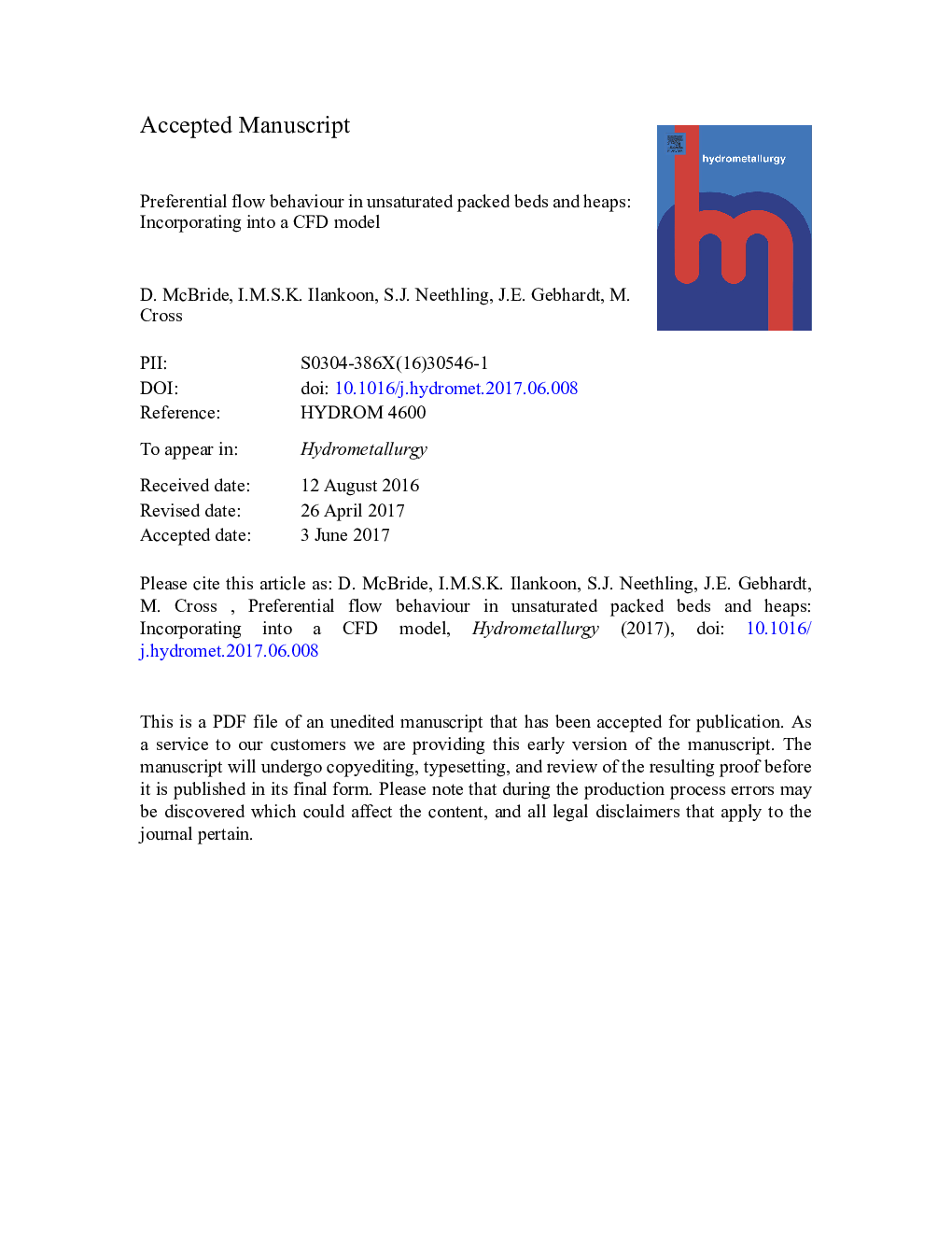 Preferential flow behaviour in unsaturated packed beds and heaps: Incorporating into a CFD model