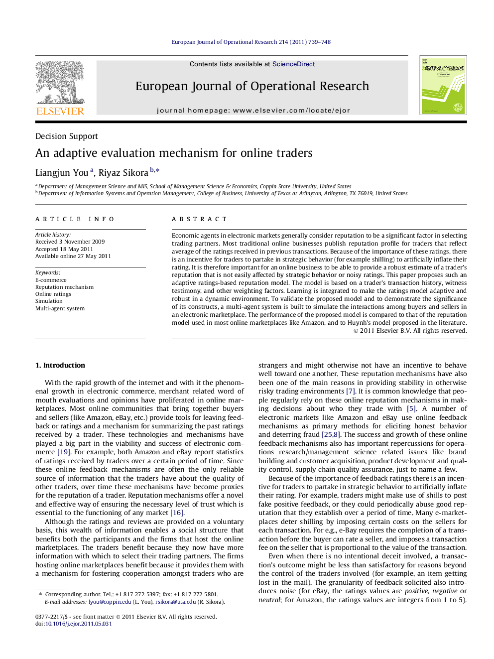 An adaptive evaluation mechanism for online traders