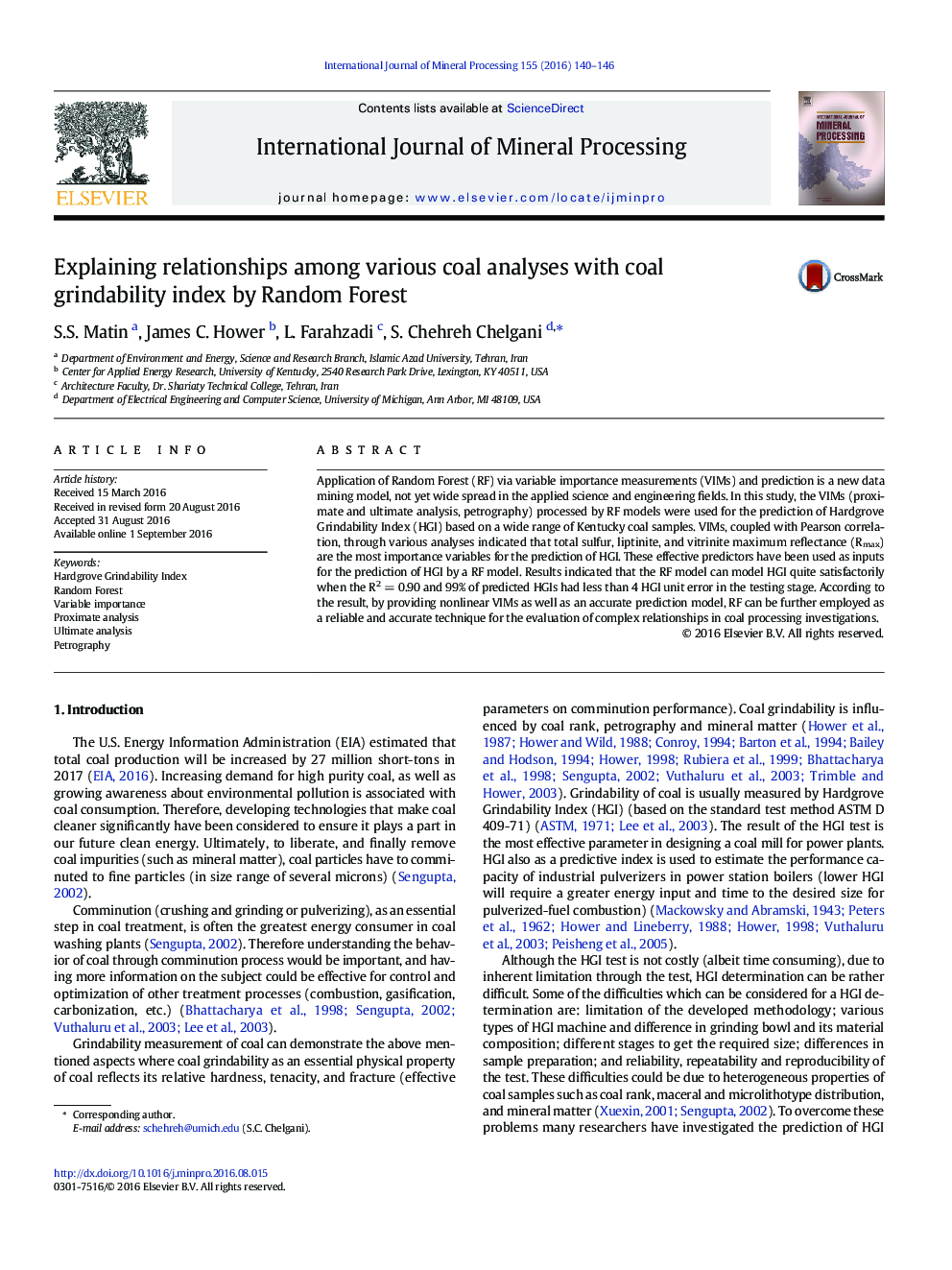 Explaining relationships among various coal analyses with coal grindability index by Random Forest