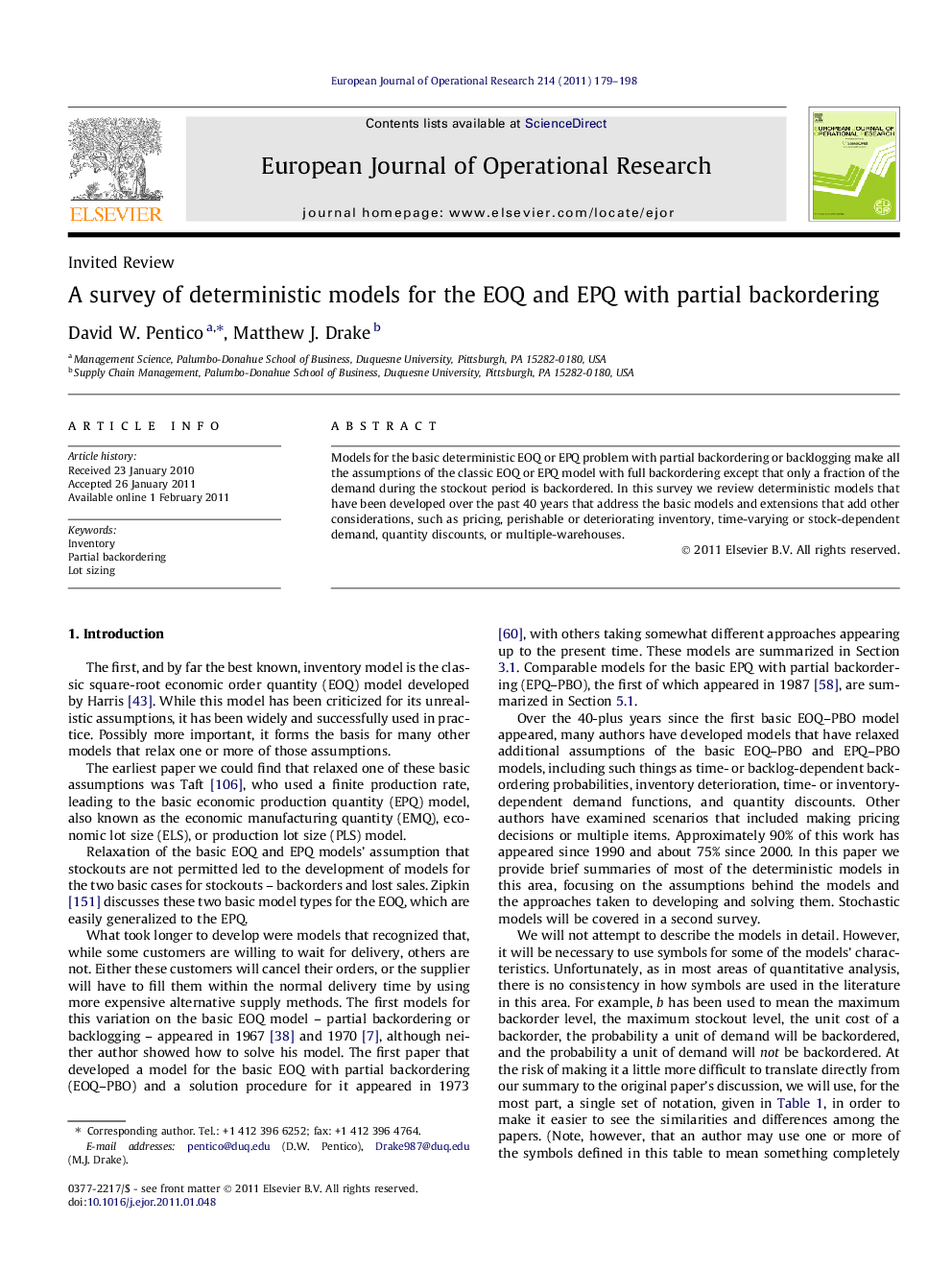 A survey of deterministic models for the EOQ and EPQ with partial backordering