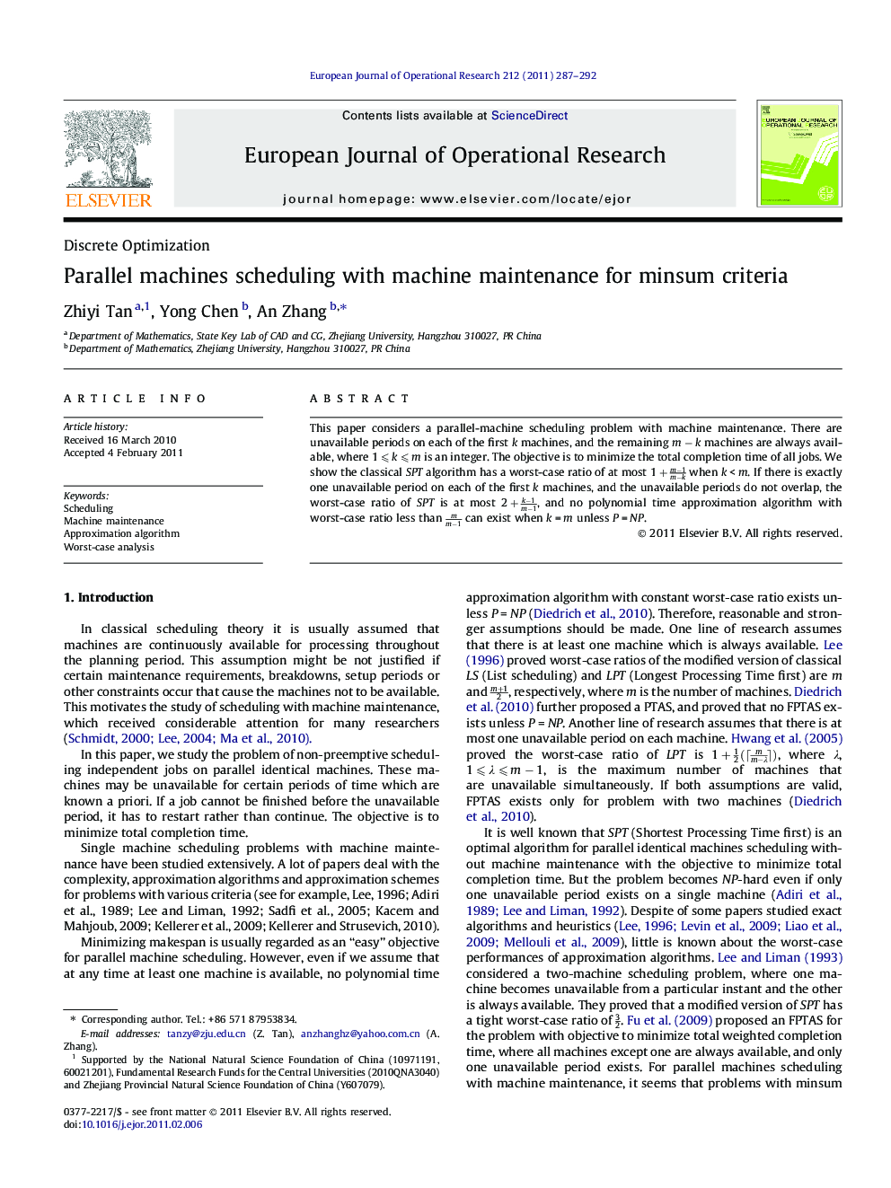 Parallel machines scheduling with machine maintenance for minsum criteria