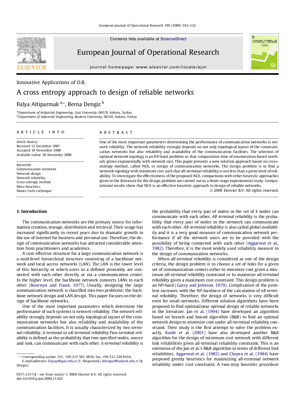 A cross entropy approach to design of reliable networks