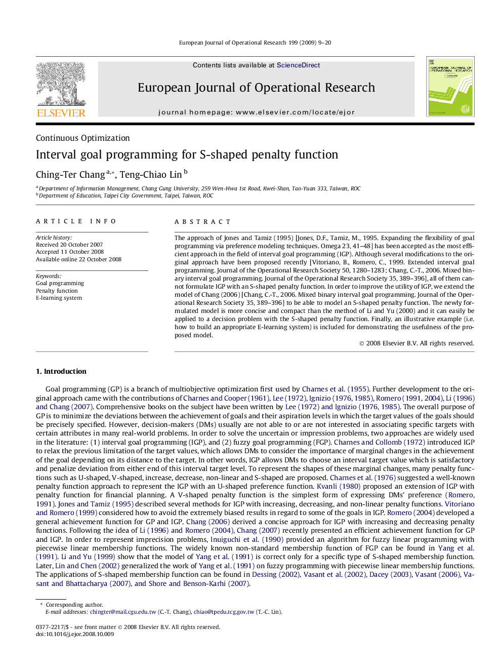 Interval goal programming for S-shaped penalty function